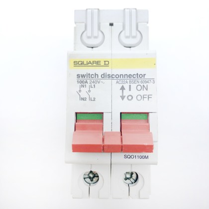Square D SQO1100M AC22A 100A 100 Amp 2 Double Pole Isolator Main Switch Disconnector